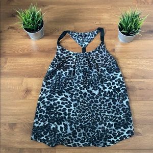 JACOB sheer racer back leopard print blouse